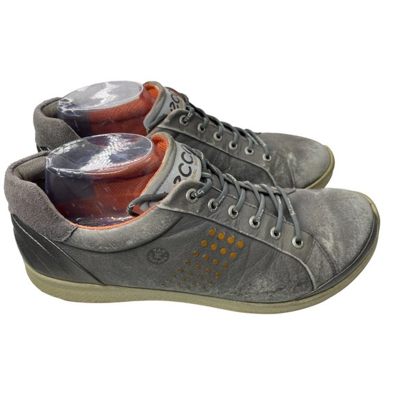 Ecco Men's Biom Yak Gray/Orange Yak Leather Spikeless Golf Shoe EU 44/US 10-10.5 - Picture 1 of 8